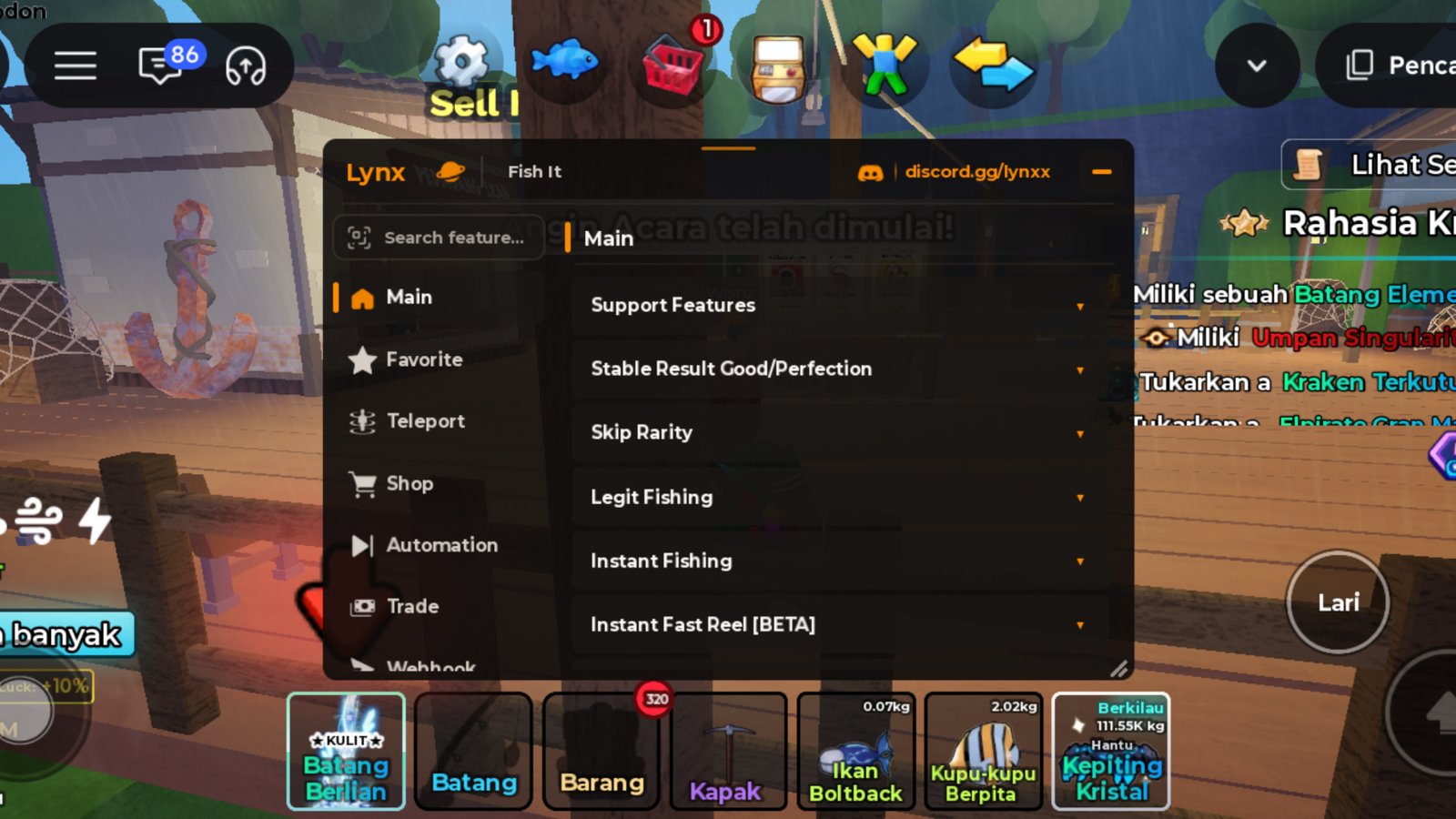 Script Fish it No Key || Lynx